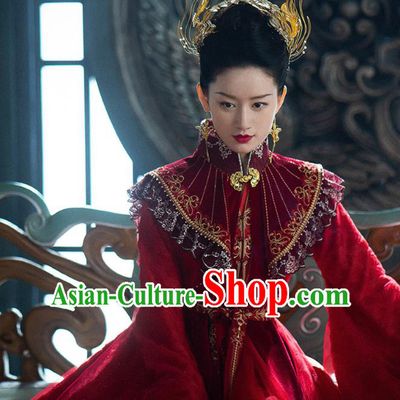Chinese Ancient Goddess Red Dress Clothing Young Beauty Apparel Xian Xia TV Series The Blue Whisper Cruel Princess Shunde Garment Costumes