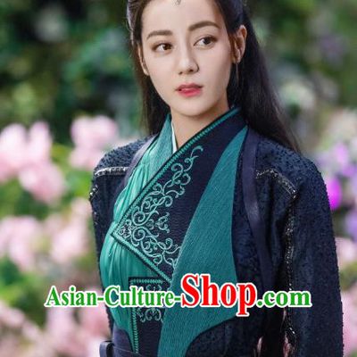 Chinese TV Series The Blue Whisper Ji Yun He Garment Costumes Ancient Swordswoman Dark Blue Dress Clothing Xian Xia Demon Master Apparel