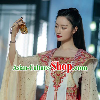 Chinese Ancient Demon Peri Clothing Xian Xia TV Series Fairy Dress Apparel The Blue Whisper Princess Shunde Garment Costumes