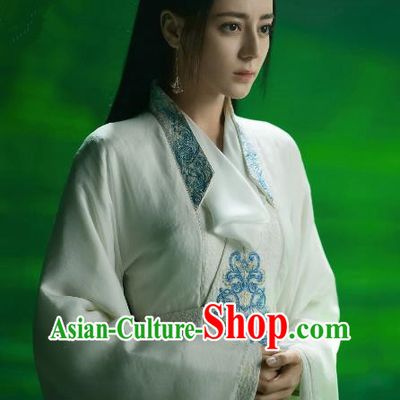 Chinese Ancient Swordswoman White Clothing Xian Xia TV Series Fairy Dress Apparel The Blue Whisper Ji Yun He Garment Costumes