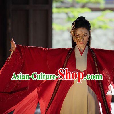 Chinese Xian Xia TV Series Fairy Red Dresses The Blue Whisper Princess Shunde Garment Costumes Ancient Female Swordsman Clothing
