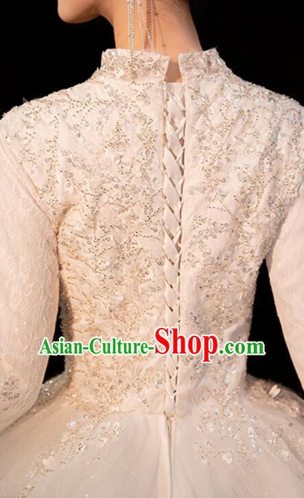 Bride Wedding Dress Top Winter Long Sleeve Dress Court Style Wedding Costume Bride Wedding Dress Top Winter Long Sleeve Dress Court Style Wedding Costume