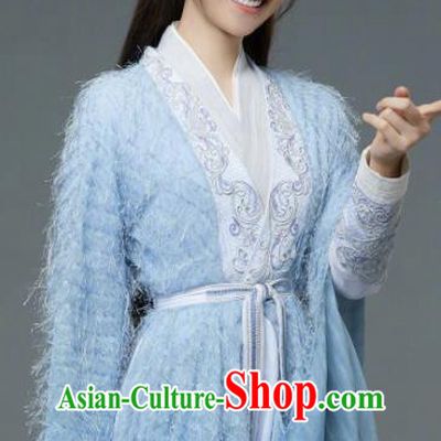 Chinese Xian Xia TV Series Fairy Apparel The Blue Whisper Luo Jin Sang Garment Costumes Ancient Young Beauty Clothing