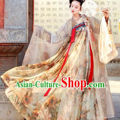 Chinese Traditional Hanfu Ancient Princess Garment Costumes Tang Dynasty Ruqun Dresses Complete Set for Women