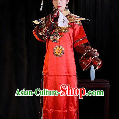 Chinese Qing Dynasty Queen Garment Costumes Ancient Imperial Consort Clothing TV Series Empresses in the Palace Empress Red Dress