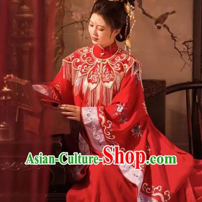 Chinese Traditional Wedding Hanfu Clothing Ming Dynasty Palace Woman Garment Costumes Ancient Empress Red Dresses