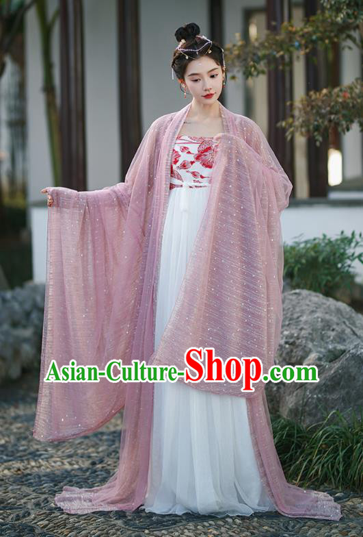 Chinese Tang Dynasty Princess Garment Costumes Ancient Goddess Clothing Traditional Pink Hanfu Dress Chinese Tang Dynasty Princess Garment Costumes Ancient Goddess Clothing Traditional Pink Hanfu Dress