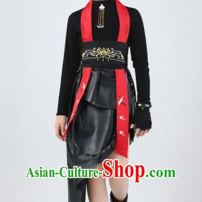 Children Girls Stage Show Clothing Fashion Catwalks Black Outfit Modern Fancywork Garment Costume