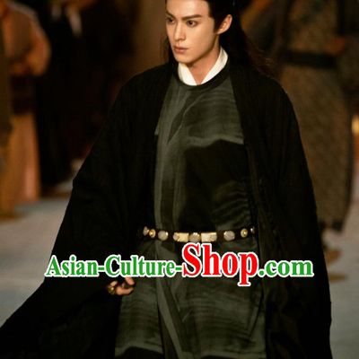 Chinese TV Series Love Between Fairy and Devil Demon Lord Dongfang Qing Cang Garment Costumes Ancient Warrior King Black Clothing