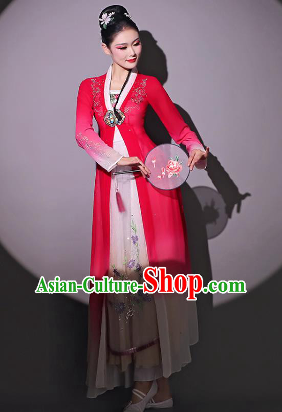 Chinese Dancing Competition Clothing Classical Dance Garment Fan Dance Red Dress Chinese Dancing Competition Clothing Classical Dance Garment Fan Dance Red Dress