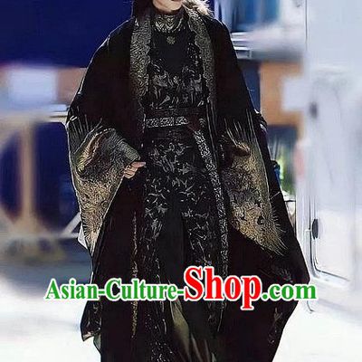 Love Between Fairy and Devil Chinese Ancient Demon Lord Black Garment Costumes Swordsman Dongfang Qing Cang Clothing