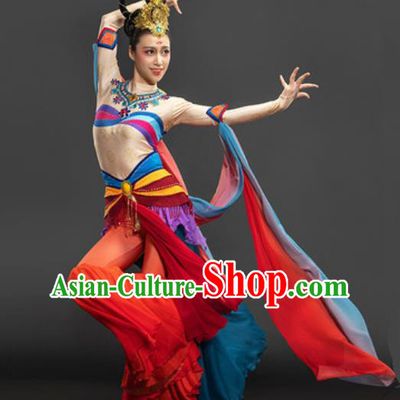 Chinese Goddess Dance Chang E Red Suit Dunhuang Flying Apsaras Dance Garment Costume Classical Dance Dress