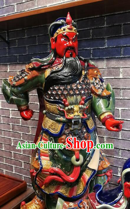 Chinese Shiwan Pottery Handicraft Masterpiecs Chinese Guan Gong Guan Yu Statue Chinese Shiwan Pottery Handicraft Masterpiecs Chinese Guan Gong Guan Yu Statue