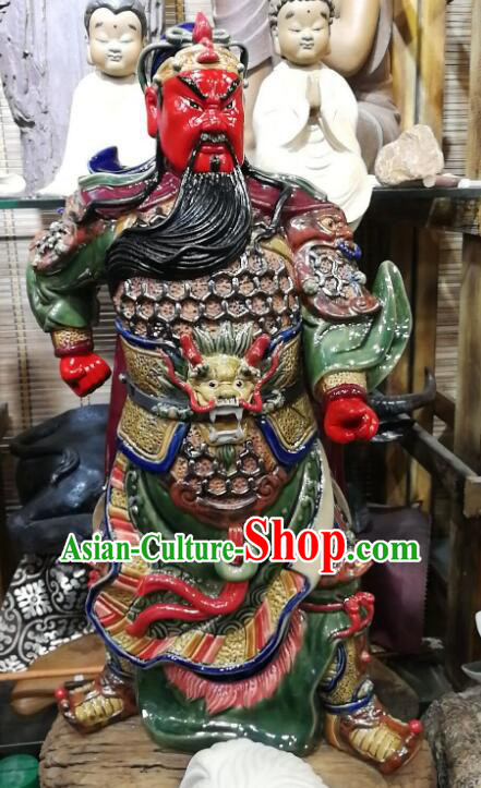 Chinese Shiwan Pottery Handicraft Masterpiecs Chinese Guan Gong Guan Yu Statue Chinese Shiwan Pottery Handicraft Masterpiecs Chinese Guan Gong Guan Yu Statue