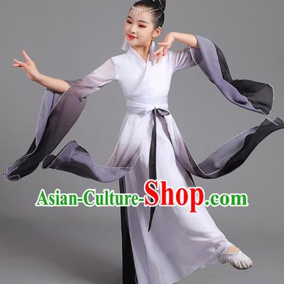 Chinese Water Sleeve Clothing Professional Classical Dance Black Dress Children Stage Performance Garment Costume