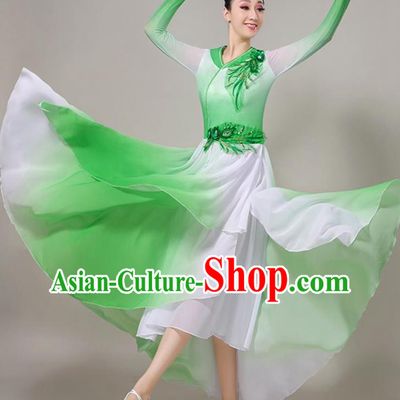 Professional Opening Dance Garment Modern Dance Green Dress Chinese Classical Dance Clothing