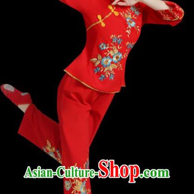 Chinese Folk Dance Clothing Professional Fan Dance Red Outfit Spring Festival Gala Yangko Dance Garment