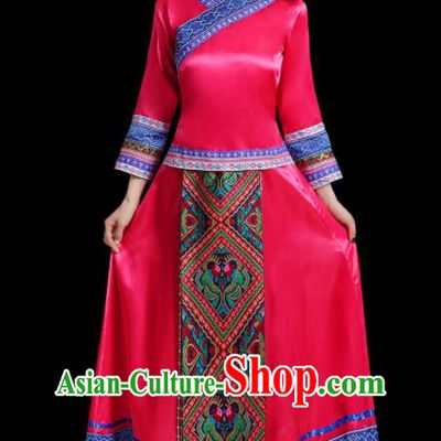 China Zhuang Nationality Mengenta Dress Ethnic Women Festival Clothing Guangxi Minority Folk Dance Costume