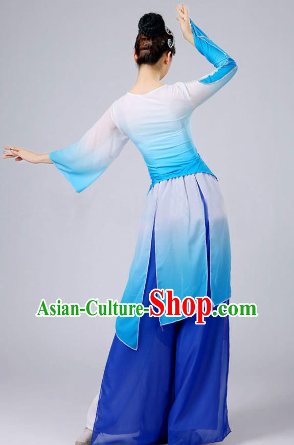 China Fan Dance Costume Umbrella Dance Blue Outfits Classical Dance Clothing China Fan Dance Costume Umbrella Dance Blue Outfits Classical Dance Clothing