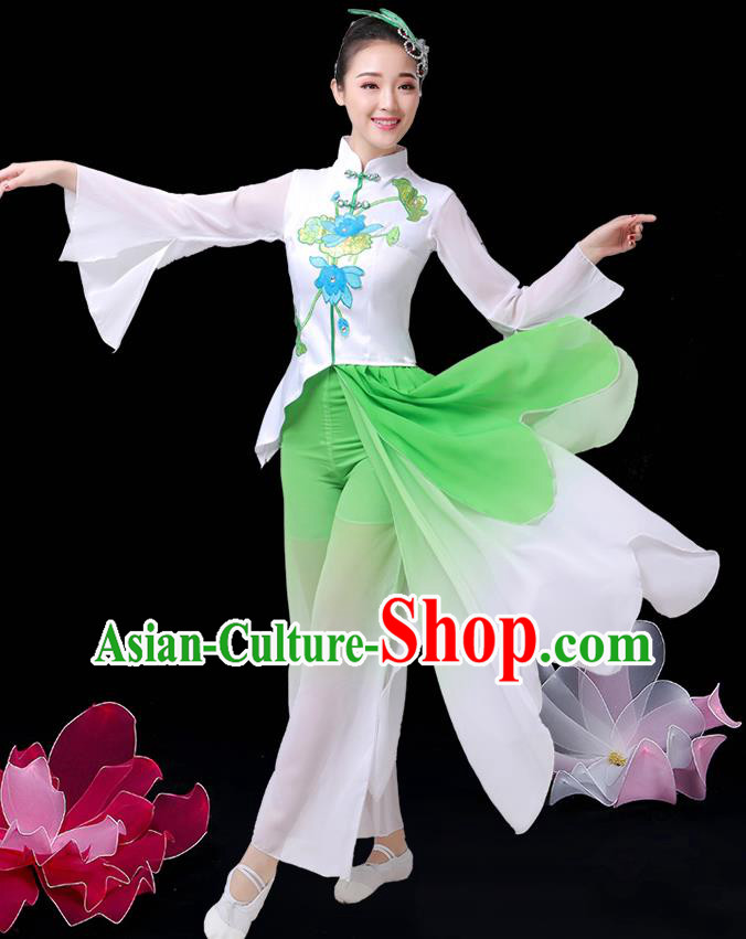 China Umbrella Dance Green Dress Outfits Classical Dance Clothing Jasmine Flower Dance Costume China Umbrella Dance Green Dress Outfits Classical Dance Clothing Jasmine Flower Dance Costume