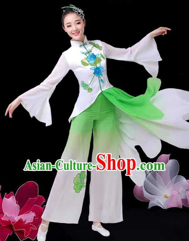 China Umbrella Dance Green Dress Outfits Classical Dance Clothing Jasmine Flower Dance Costume China Umbrella Dance Green Dress Outfits Classical Dance Clothing Jasmine Flower Dance Costume
