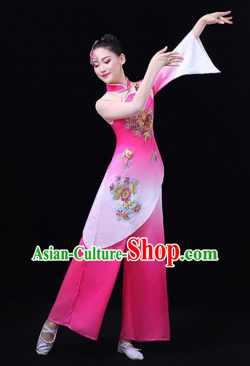 China Fan Dance Costume Umbrella Dance Pink Dress Outfit Classical Dance Clothing China Fan Dance Costume Umbrella Dance Pink Dress Outfit Classical Dance Clothing