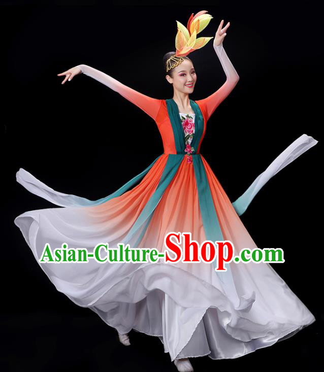 Chinese Umbrella Dance Clothing Classical Dance Gradient Red Dress Professional Fan Dance Garment Costume Chinese Umbrella Dance Clothing Classical Dance Gradient Red Dress Professional Fan Dance Garment Costume