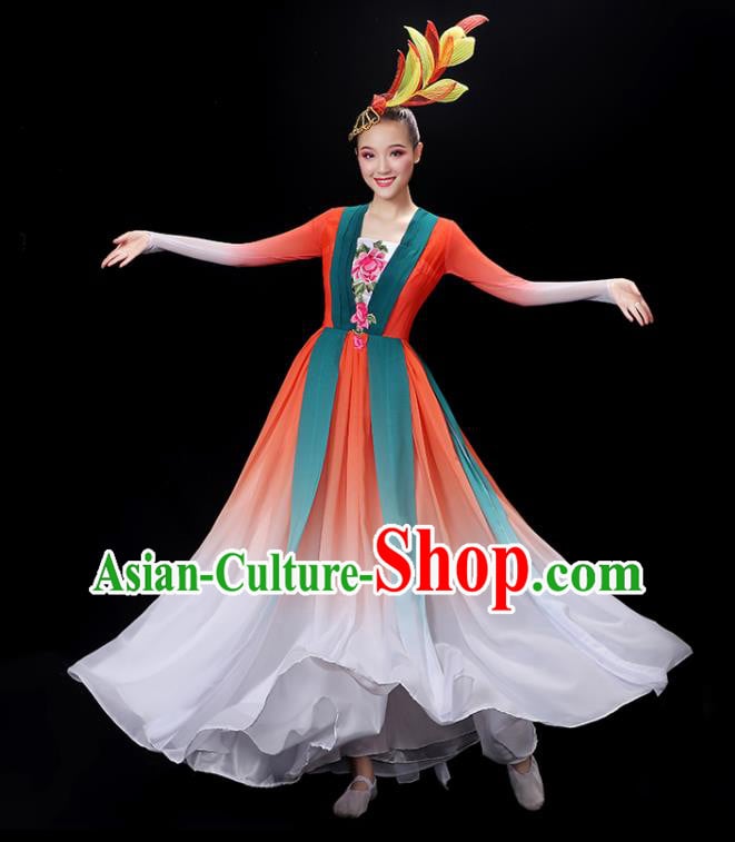 Chinese Umbrella Dance Clothing Classical Dance Gradient Red Dress Professional Fan Dance Garment Costume Chinese Umbrella Dance Clothing Classical Dance Gradient Red Dress Professional Fan Dance Garment Costume