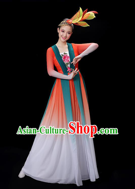 Chinese Umbrella Dance Clothing Classical Dance Gradient Red Dress Professional Fan Dance Garment Costume Chinese Umbrella Dance Clothing Classical Dance Gradient Red Dress Professional Fan Dance Garment Costume