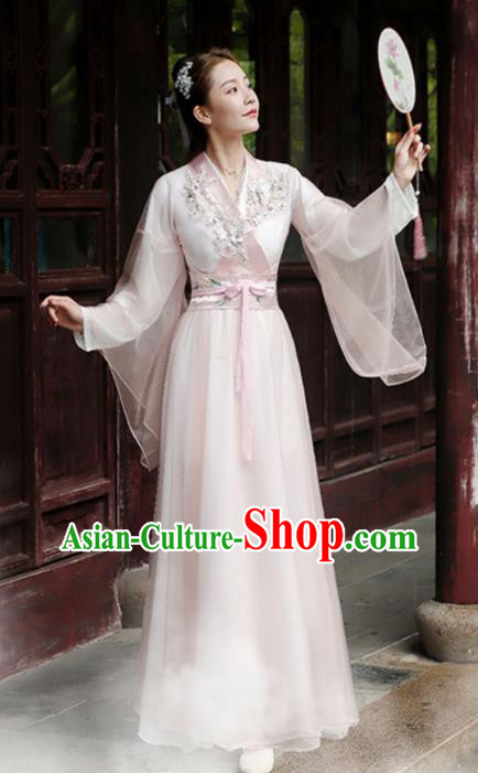 China Umbrella Dance Light Pink Dress Classical Dance Clothing Ancient Hanfu Fairy Dance Costume China Umbrella Dance Light Pink Dress Classical Dance Clothing Ancient Hanfu Fairy Dance Costume