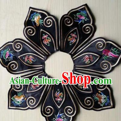 Chinese Traditional Cheongsam Necklace Accessories Qing Dynasty Embroidered Cloud Shoulder Colorful Brocade Collar Yujian Cappa
