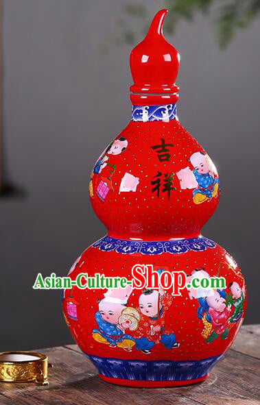 Chinese Jingdezhen Ceramic Bottle Handmade Gourd Bottle Wine Flagon Chinese Jingdezhen Ceramic Bottle Handmade Gourd Bottle Wine Flagon