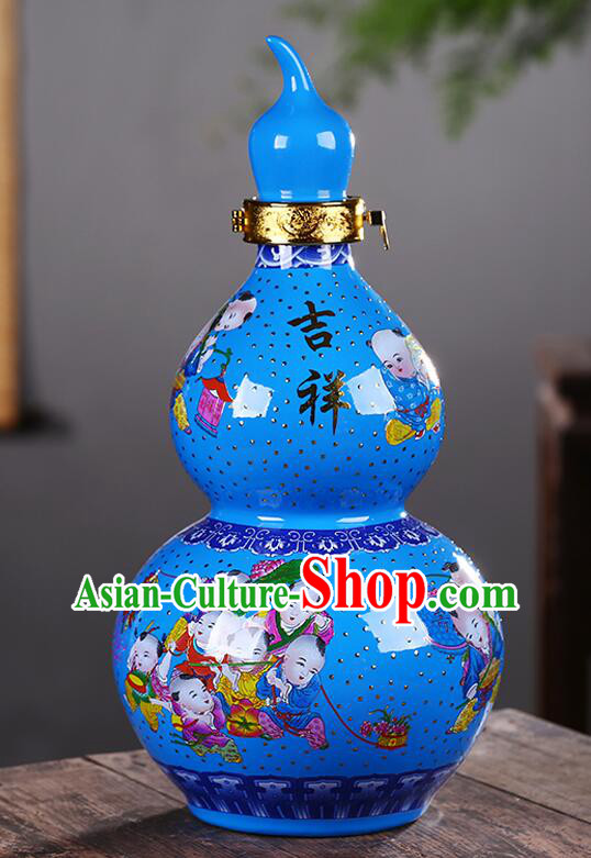 Chinese Jingdezhen Ceramic Bottle Handmade Gourd Bottle Wine Flagon Chinese Jingdezhen Ceramic Bottle Handmade Gourd Bottle Wine Flagon