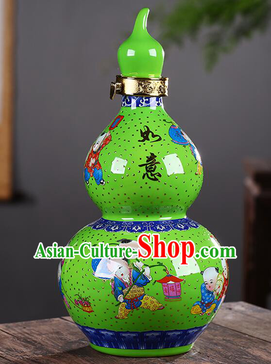 Chinese Jingdezhen Ceramic Bottle Handmade Gourd Bottle Wine Flagon Chinese Jingdezhen Ceramic Bottle Handmade Gourd Bottle Wine Flagon