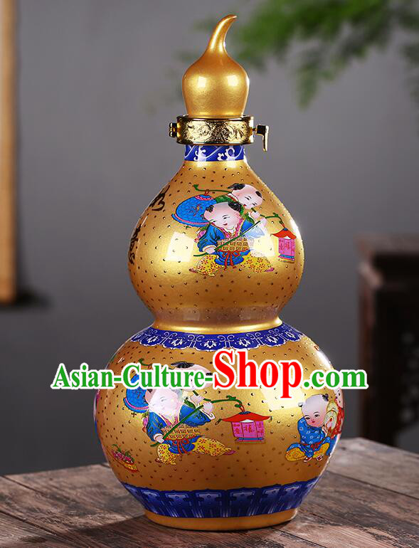Chinese Jingdezhen Ceramic Bottle Handmade Gourd Bottle Wine Flagon Chinese Jingdezhen Ceramic Bottle Handmade Gourd Bottle Wine Flagon