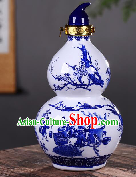 Chinese Jingdezhen Ceramic Bottle Handmade Gourd Bottle Wine Flagon Chinese Jingdezhen Ceramic Bottle Handmade Gourd Bottle Wine Flagon