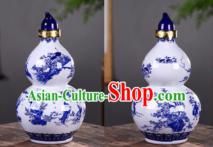Chinese Jingdezhen Ceramic Bottle Handmade Gourd Bottle Wine Flagon Chinese Jingdezhen Ceramic Bottle Handmade Gourd Bottle Wine Flagon