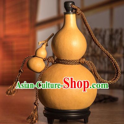 Chinese Buddha Jih Wine Flagon Retro Water Bottle Handmade Gourd Bottle