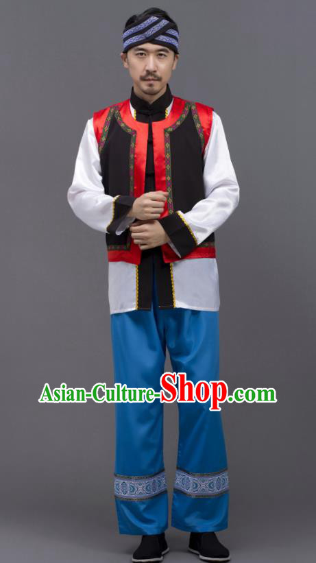 Chinese Ethnic Costumes Yunnan Minority Folk Dance Clothing Yi Nationality Male Outfits Chinese Ethnic Costumes Yunnan Minority Folk Dance Clothing Yi Nationality Male Outfits