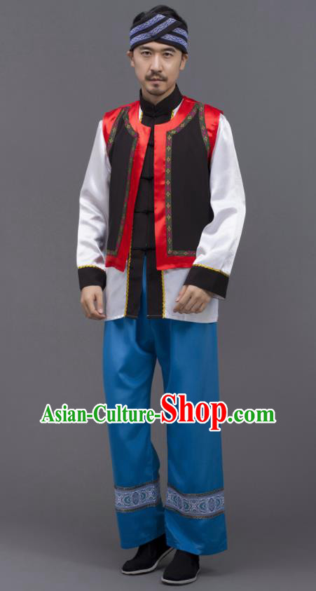 Chinese Ethnic Costumes Yunnan Minority Folk Dance Clothing Yi Nationality Male Outfits Chinese Ethnic Costumes Yunnan Minority Folk Dance Clothing Yi Nationality Male Outfits