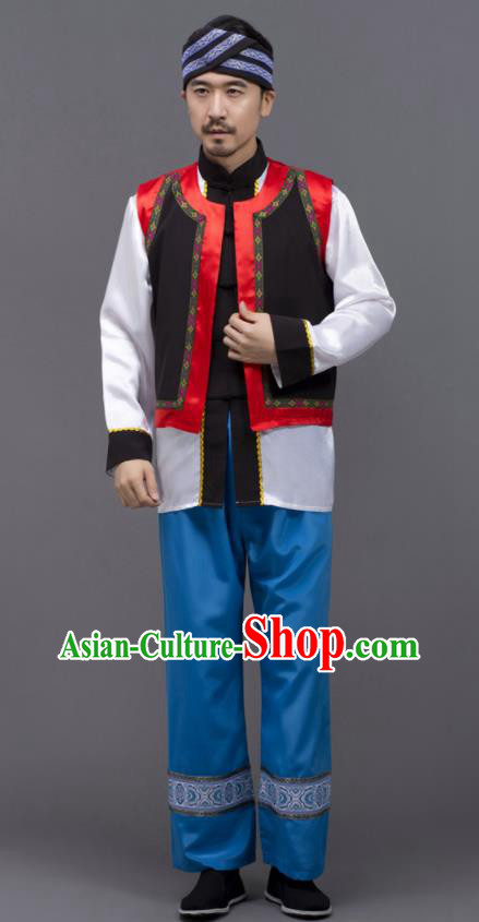 Chinese Ethnic Costumes Yunnan Minority Folk Dance Clothing Yi Nationality Male Outfits Chinese Ethnic Costumes Yunnan Minority Folk Dance Clothing Yi Nationality Male Outfits