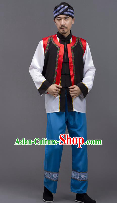Chinese Ethnic Costumes Yunnan Minority Folk Dance Clothing Yi Nationality Male Outfits Chinese Ethnic Costumes Yunnan Minority Folk Dance Clothing Yi Nationality Male Outfits