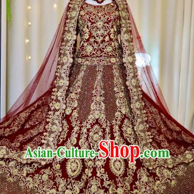 Indian Wedding Dress Traditional Garment Costumes India Bride Embroidered Clothing