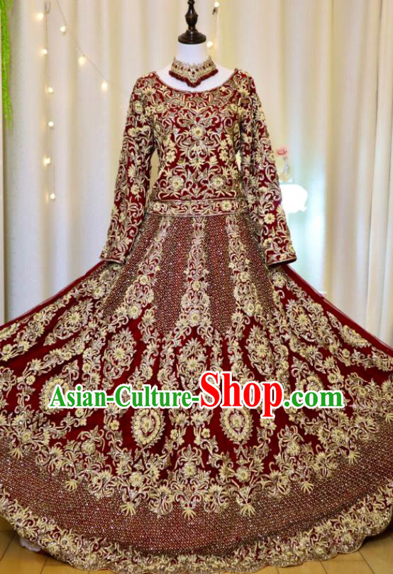 Indian Wedding Dress Traditional Garment Costumes India Bride Embroidered Clothing Indian Wedding Dress Traditional Garment Costumes India Bride Embroidered Clothing