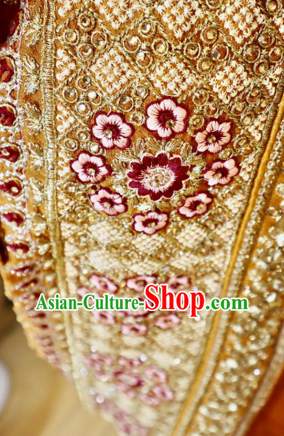 India Ginger Sari Asian Traditional Garment Costumes Indian Wedding Dress Bride Embroidered Clothing India Ginger Sari Asian Traditional Garment Costumes Indian Wedding Dress Bride Embroidered Clothing