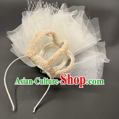 Handmade Party Children Headwear Baroque Style Royal Crown Top Halloween Pearls Veil Headdress