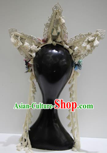 Top Baroque Silk Flowers Headdress Party Lace Headwear Handmade Royal Crown Top Baroque Silk Flowers Headdress Party Lace Headwear Handmade Royal Crown