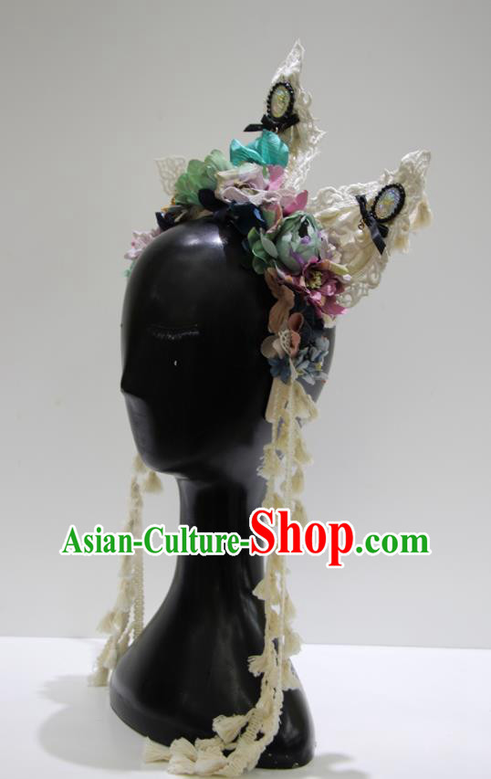 Top Baroque Silk Flowers Headdress Party Lace Headwear Handmade Royal Crown Top Baroque Silk Flowers Headdress Party Lace Headwear Handmade Royal Crown