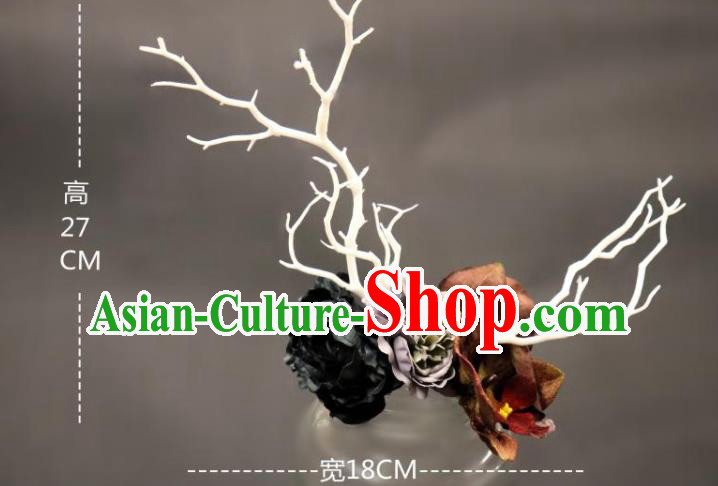 Handmade Branch Royal Crown Top Baroque Silk Flowers Headdress Party Headwear Handmade Branch Royal Crown Top Baroque Silk Flowers Headdress Party Headwear