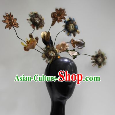 Top Baroque Headdress Handmade Party Branch Headwear Embroidered Royal Crown